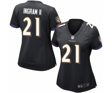 Women's Baltimore Ravens #21 Mark Ingram II Game Black Alternate Football Jersey