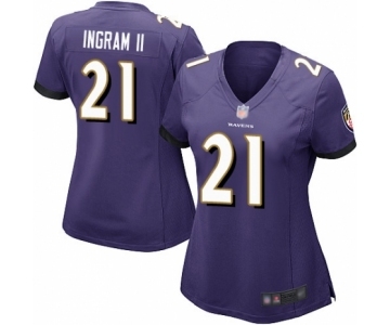 Women's Baltimore Ravens #21 Mark Ingram II Game Purple Team Color Football Jersey