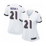 Women's Baltimore Ravens #21 Mark Ingram II Game White Football Jersey