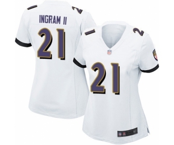 Women's Baltimore Ravens #21 Mark Ingram II Game White Football Jersey