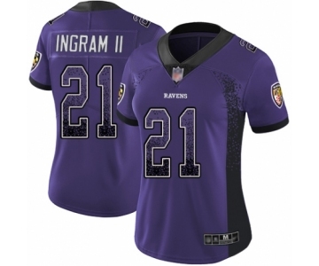 Women's Baltimore Ravens #21 Mark Ingram II Limited Purple Rush Drift Fashion Football Jersey