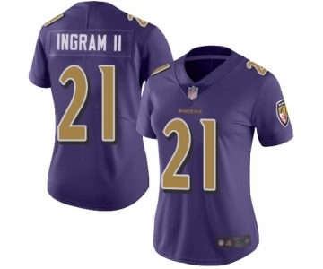 Women's Baltimore Ravens #21 Mark Ingram II Limited Purple Rush Vapor Untouchable Football Jersey