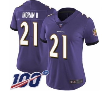 Women's Baltimore Ravens #21 Mark Ingram II Purple Team Color Vapor Untouchable Limited Player 100th Season Football Jersey