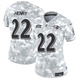 Women's Baltimore Ravens #22 Derrick Henry 2024 F.U.S.E Arctic Camo Salute To Service Limited Stitched Football Jersey