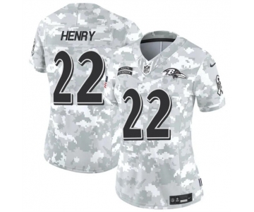 Women's Baltimore Ravens #22 Derrick Henry 2024 F.U.S.E Arctic Camo Salute To Service Limited Stitched Football Jersey