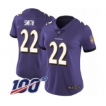 Women's Baltimore Ravens #22 Jimmy Smith Purple Team Color Vapor Untouchable Limited Player 100th Season Football Jersey