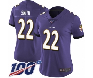 Women's Baltimore Ravens #22 Jimmy Smith Purple Team Color Vapor Untouchable Limited Player 100th Season Football Jersey