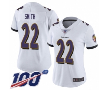 Women's Baltimore Ravens #22 Jimmy Smith White Vapor Untouchable Limited Player 100th Season Football Jersey