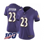 Women's Baltimore Ravens #23 Tony Jefferson Purple Team Color Vapor Untouchable Limited Player 100th Season Football Jersey