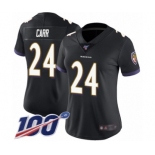 Women's Baltimore Ravens #24 Brandon Carr Black Alternate Vapor Untouchable Limited Player 100th Season Football Jersey