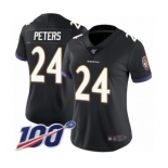 Women's Baltimore Ravens #24 Marcus Peters Black Alternate Vapor Untouchable Limited Player 100th Season Football Jersey