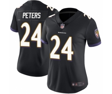 Women's Baltimore Ravens #24 Marcus Peters Black Alternate Vapor Untouchable Limited Player Football Jersey