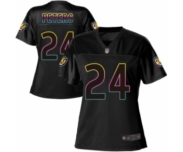 Women's Baltimore Ravens #24 Marcus Peters Game Black Fashion Football Jersey