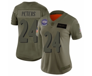 Women's Baltimore Ravens #24 Marcus Peters Limited Camo 2019 Salute to Service Football Jersey