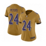 Women's Baltimore Ravens #24 Marcus Peters Limited Gold Inverted Legend Football Jersey