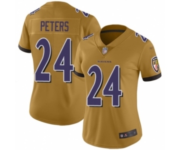 Women's Baltimore Ravens #24 Marcus Peters Limited Gold Inverted Legend Football Jersey