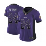 Women's Baltimore Ravens #24 Marcus Peters Limited Purple Rush Drift Fashion Football Jersey