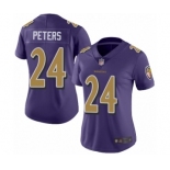 Women's Baltimore Ravens #24 Marcus Peters Limited Purple Rush Vapor Untouchable Football Jersey