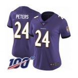 Women's Baltimore Ravens #24 Marcus Peters Purple Team Color Vapor Untouchable Limited Player 100th Season Football Jersey