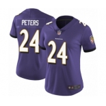 Women's Baltimore Ravens #24 Marcus Peters Purple Team Color Vapor Untouchable Limited Player Football Jersey