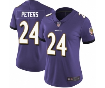 Women's Baltimore Ravens #24 Marcus Peters Purple Team Color Vapor Untouchable Limited Player Football Jersey