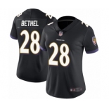 Women's Baltimore Ravens #28 Justin Bethel Black Alternate Vapor Untouchable Limited Player Football Jersey