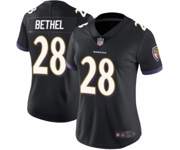 Women's Baltimore Ravens #28 Justin Bethel Black Alternate Vapor Untouchable Limited Player Football Jersey