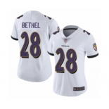 Women's Baltimore Ravens #28 Justin Bethel White Vapor Untouchable Limited Player Football Jersey