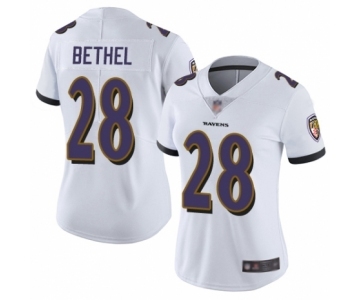 Women's Baltimore Ravens #28 Justin Bethel White Vapor Untouchable Limited Player Football Jersey