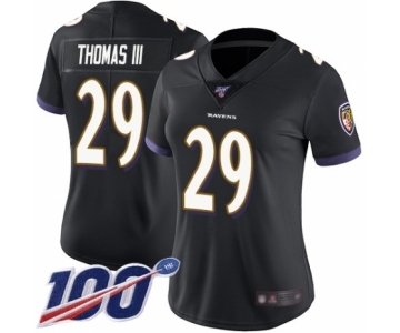 Women's Baltimore Ravens #29 Earl Thomas III Black Alternate Vapor Untouchable Limited Player 100th Season Football Jersey