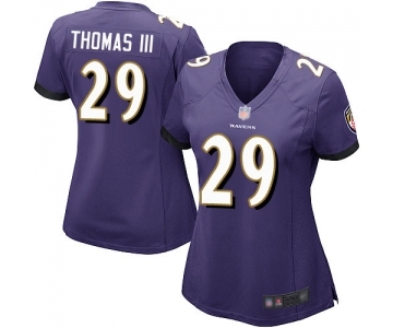 Women's Baltimore Ravens #29 Earl Thomas III Game Purple Team Color Football Jersey