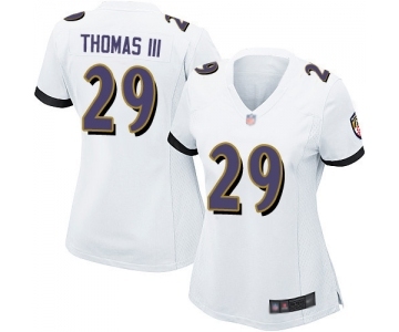 Women's Baltimore Ravens #29 Earl Thomas III Game White Football Jersey