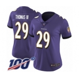 Women's Baltimore Ravens #29 Earl Thomas III Purple Team Color Vapor Untouchable Limited Player 100th Season Football Jersey