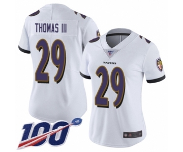 Women's Baltimore Ravens #29 Earl Thomas III White Vapor Untouchable Limited Player 100th Season Football Jersey