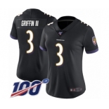 Women's Baltimore Ravens #3 Robert Griffin III Black Alternate Vapor Untouchable Limited Player 100th Season Football Jersey