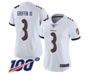 Women's Baltimore Ravens #3 Robert Griffin III White Vapor Untouchable Limited Player 100th Season Football Jersey