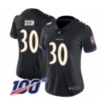 Women's Baltimore Ravens #30 Kenneth Dixon Black Alternate Vapor Untouchable Limited Player 100th Season Football Jersey