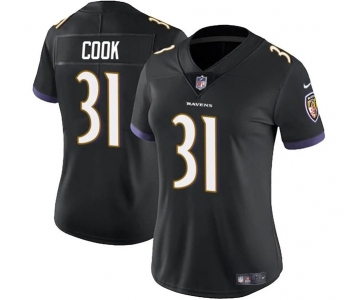 Women's Baltimore Ravens #31 Dalvin Cook Black Football Stitched Jersey