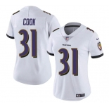 Women's Baltimore Ravens #31 Dalvin Cook White Football Stitched Jersey