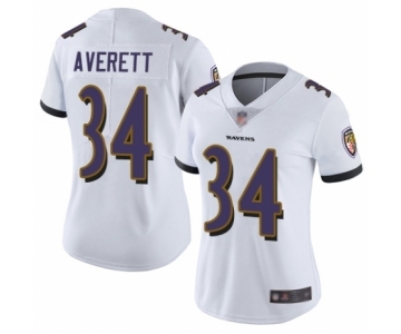 Women's Baltimore Ravens #34 Anthony Averett White Vapor Untouchable Limited Player Football Jersey