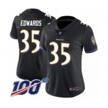 Women's Baltimore Ravens #35 Gus Edwards Black Alternate Vapor Untouchable Limited Player 100th Season Football Jersey