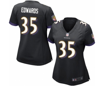 Women's Baltimore Ravens #35 Gus Edwards Game Black Alternate Football Jersey