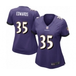 Women's Baltimore Ravens #35 Gus Edwards Game Purple Team Color Football Jersey