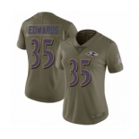 Women's Baltimore Ravens #35 Gus Edwards Limited Olive 2017 Salute to Service Football Jersey