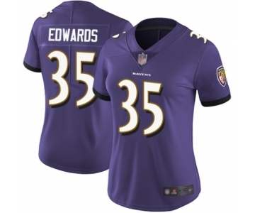 Women's Baltimore Ravens #35 Gus Edwards Purple Team Color Vapor Untouchable Limited Player Football Jersey