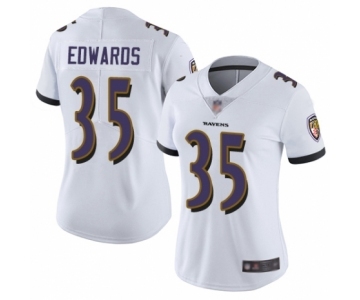 Women's Baltimore Ravens #35 Gus Edwards White Vapor Untouchable Limited Player Football Jersey