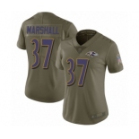 Women's Baltimore Ravens #37 Iman Marshall Limited Olive 2017 Salute to Service Football Jersey