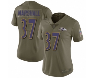 Women's Baltimore Ravens #37 Iman Marshall Limited Olive 2017 Salute to Service Football Jersey