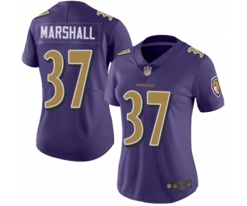 Women's Baltimore Ravens #37 Iman Marshall Limited Purple Rush Vapor Untouchable Football Jersey