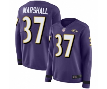 Women's Baltimore Ravens #37 Iman Marshall Limited Purple Therma Long Sleeve Football Jersey